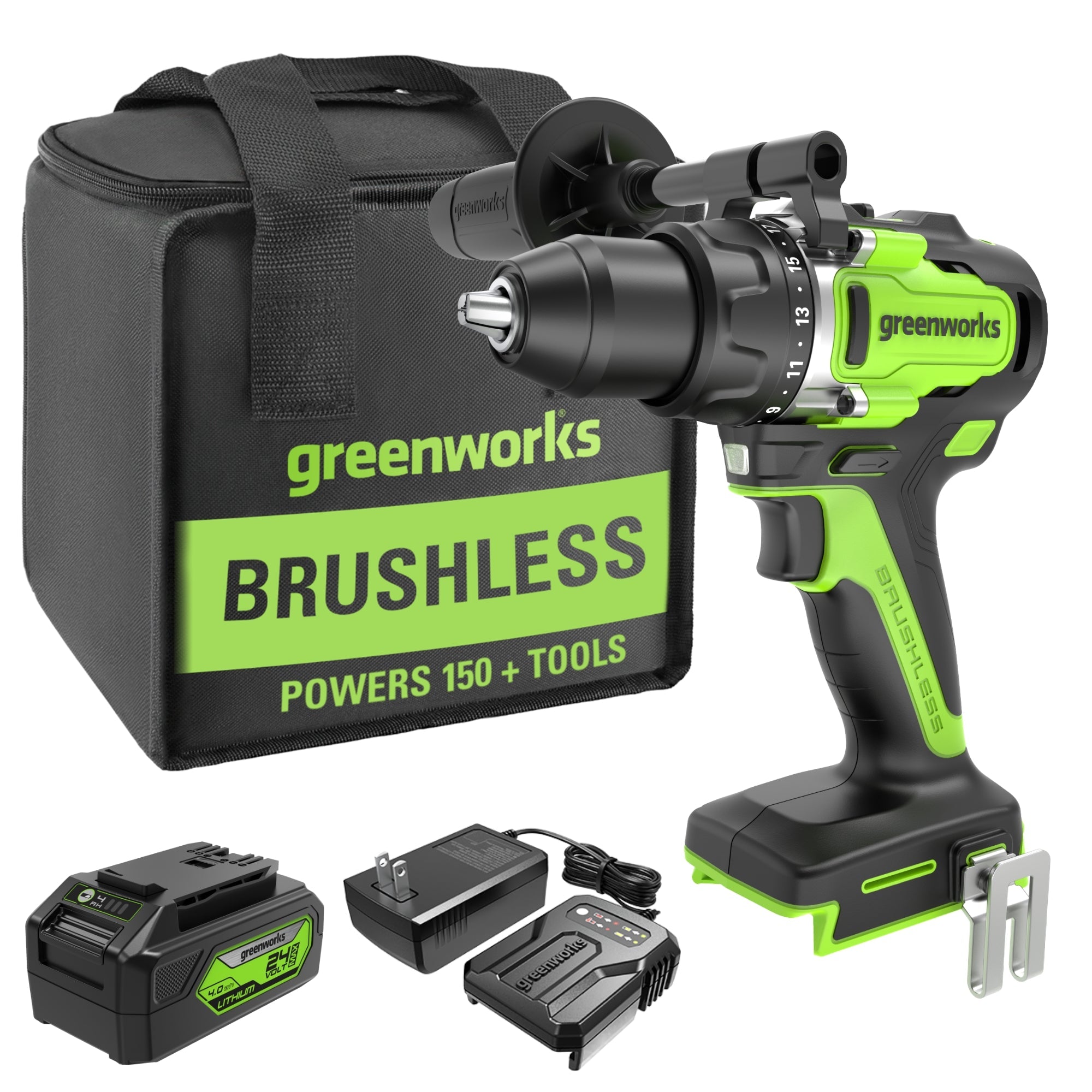 Greenyardtools  24V Cordless Battery 1/2" 800 in/lbs Drill Driver w/ 4.0Ah USB Battery & Charger