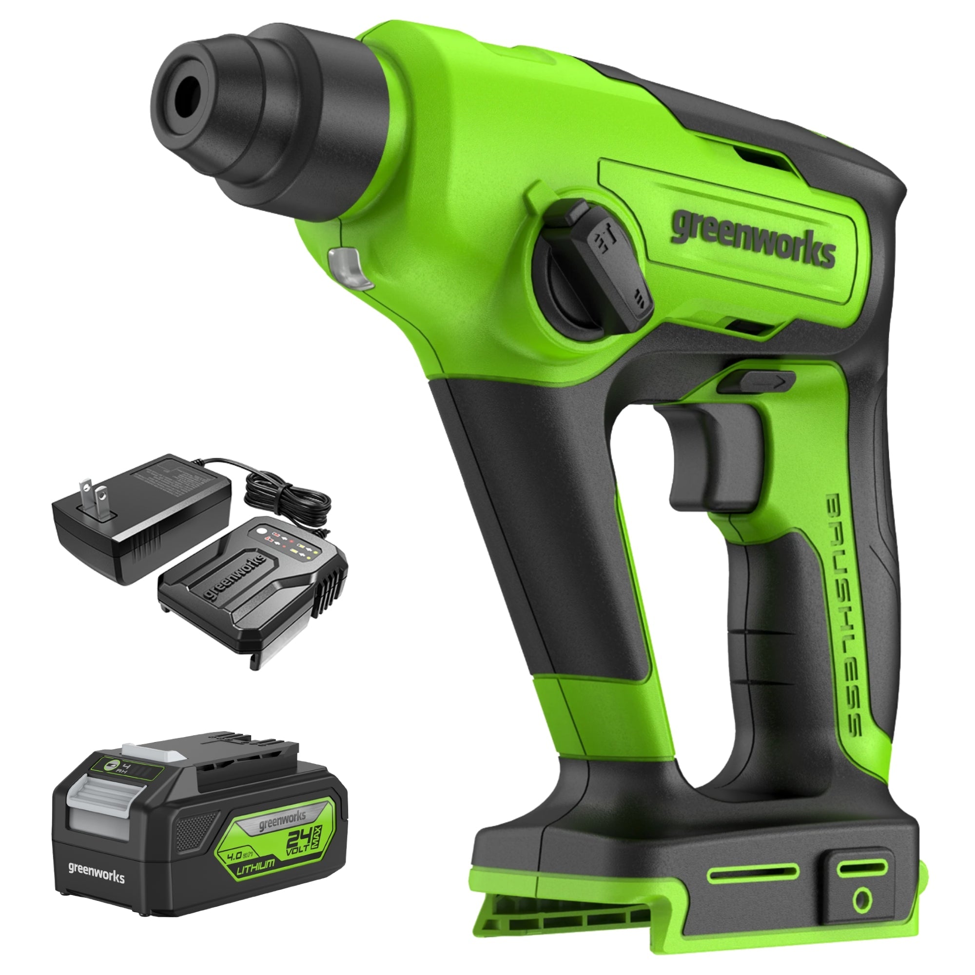 Greenyardtools  24V SDS 1.2J Brushless Rotary Hammer Drill w/ 4.0Ah Battery and Charger
