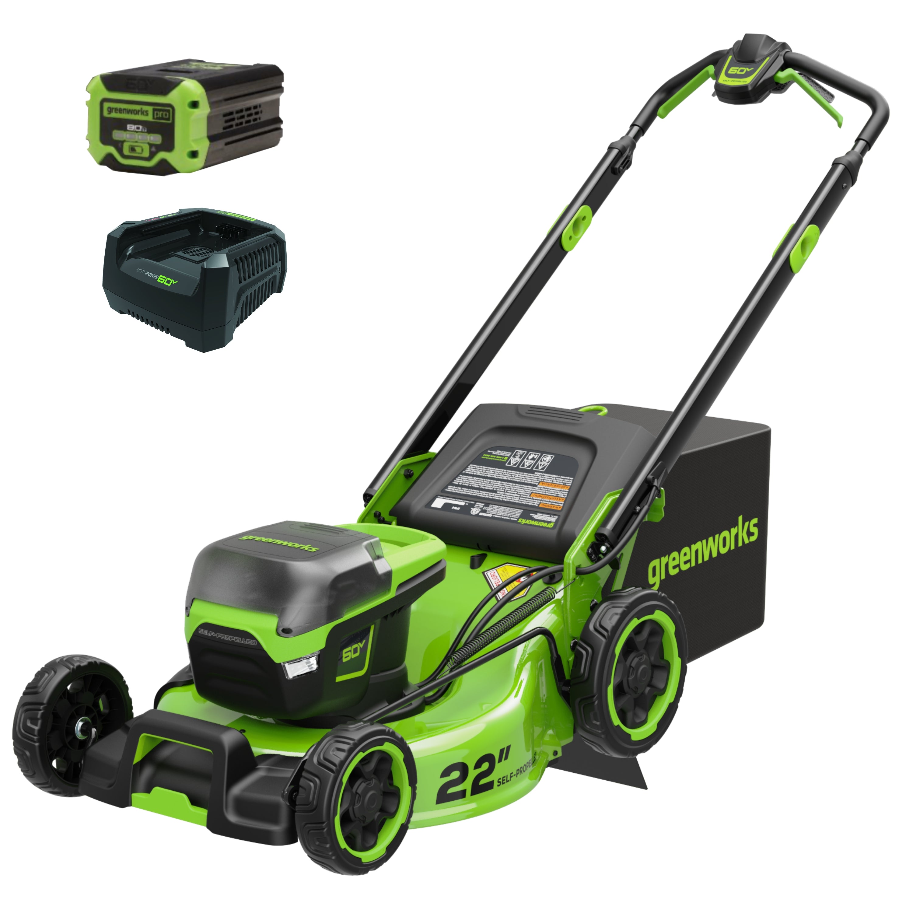 Greenyardtools  OPEN BOX 60V 22" Cordless Battery Self-Propelled Lawn Mower w/ 8.0Ah Battery & 6A Charger