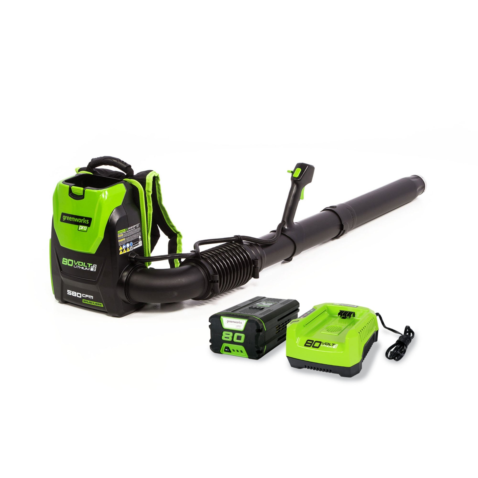 Greenyardtools  80V 580 CFM Brushless Backpack Blower w/ 2.5Ah Battery & Charger